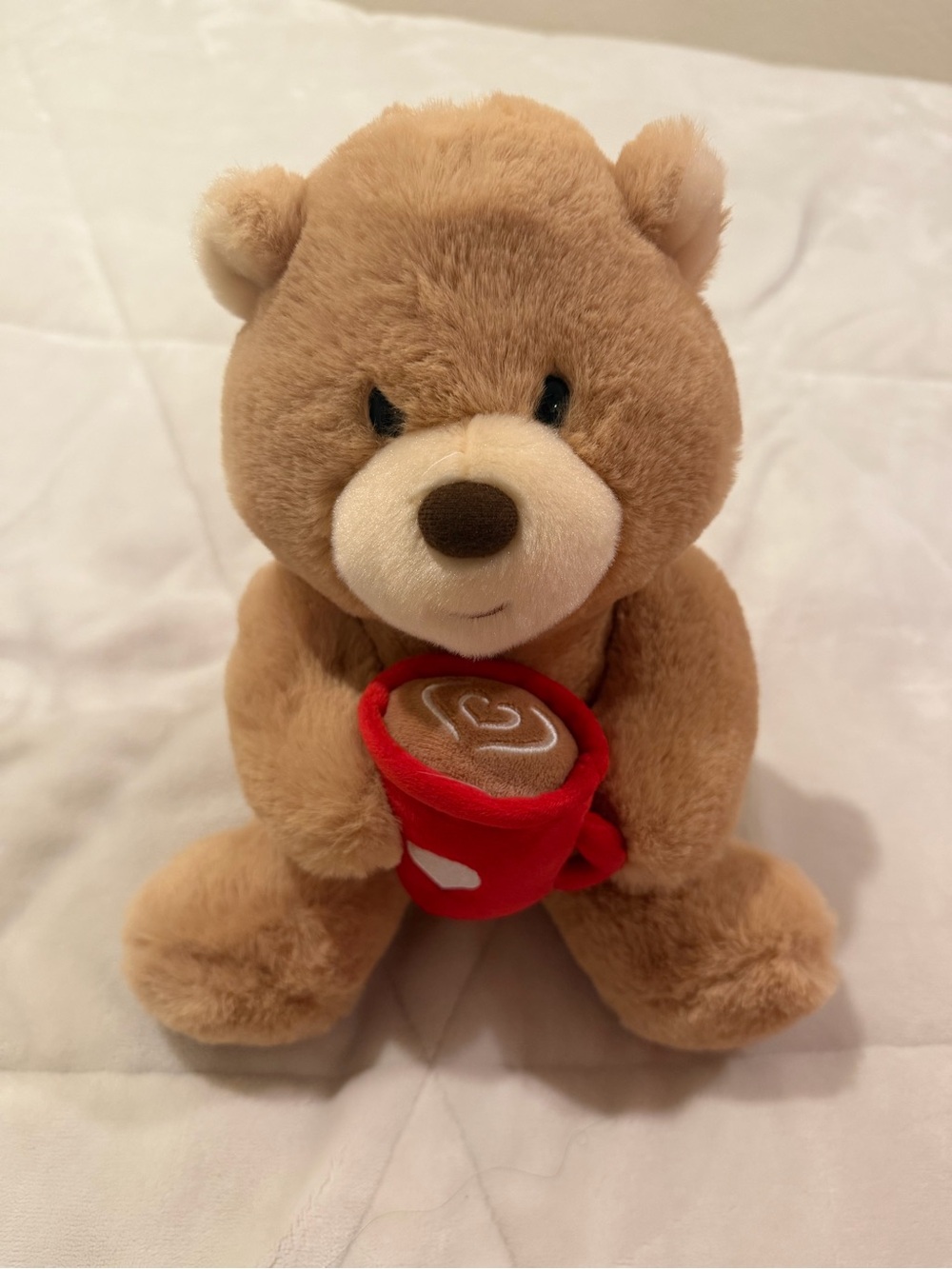 Plush Brown Teddy Bear with Red Mug - Kids Toys